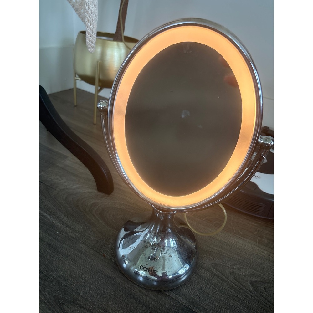 Conair Reflections Lighted Vanity Mirror Chrome BE18LCX 4 Settings Swivel Oval